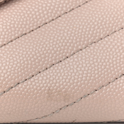 Saint Laurent Grain De Poudre Matelasse Chevron Monogram Flap Wallet Pale Pink 7 of 9