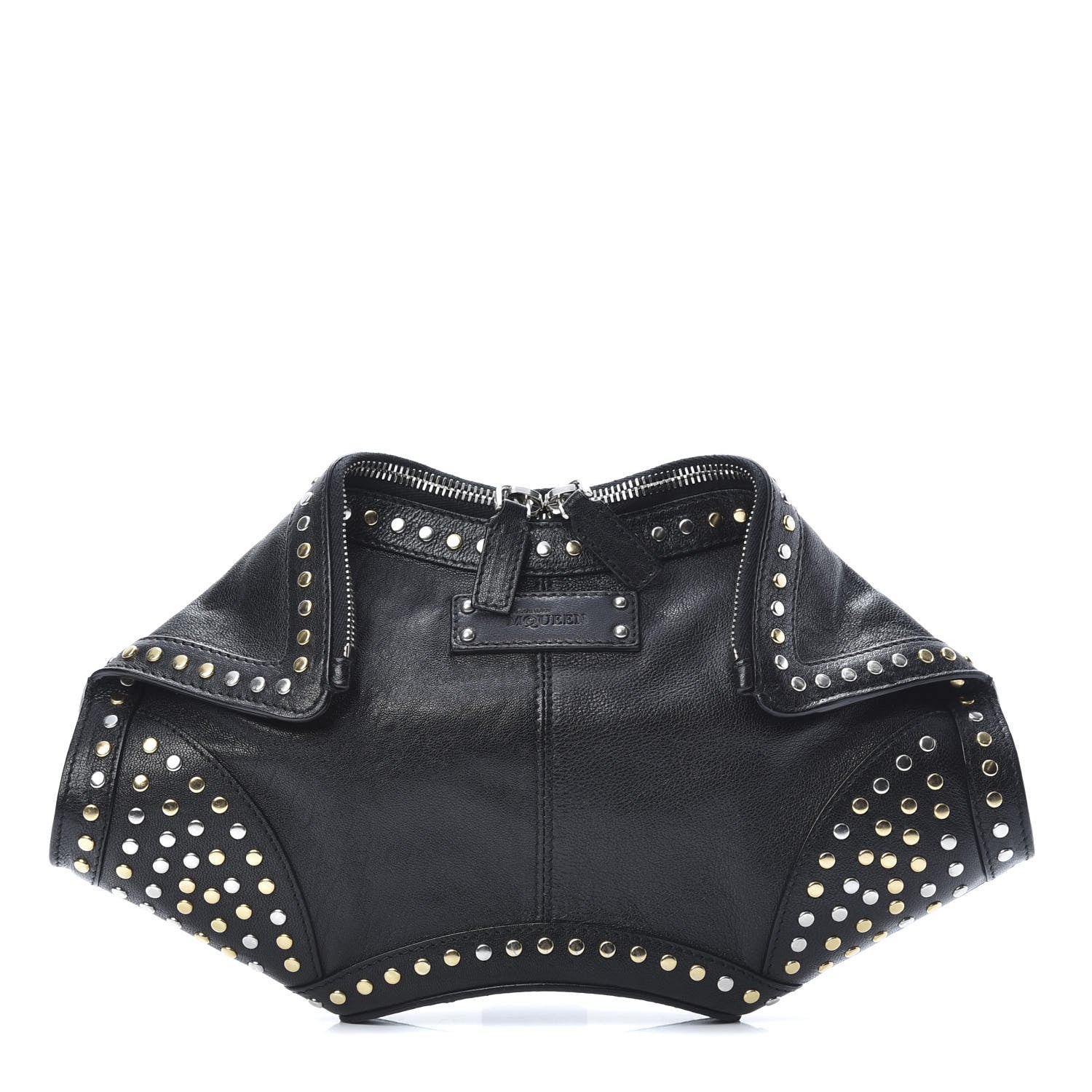 Alexander McQueen Calfskin Studded De Manta Clutch Black 1 of 7