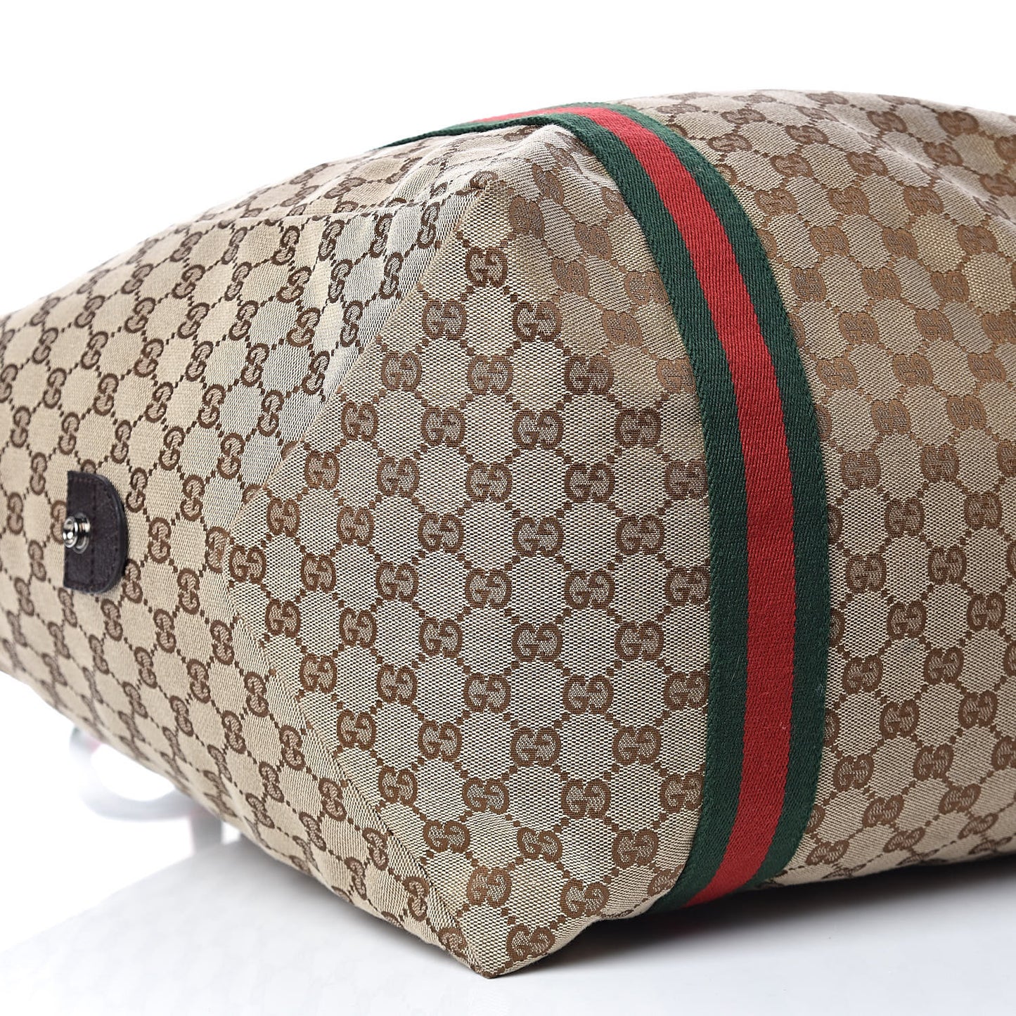 GG Monogram Web Medium Collapsible Carry On Duffle Beige Brown