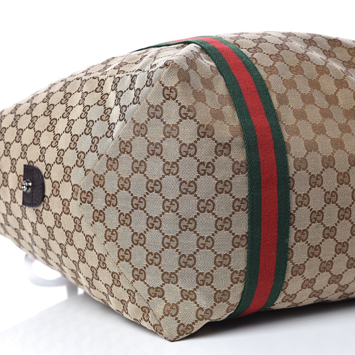 Gucci GG Monogram Web Medium Collapsible Carry On Duffle Beige Brown 9 of 10