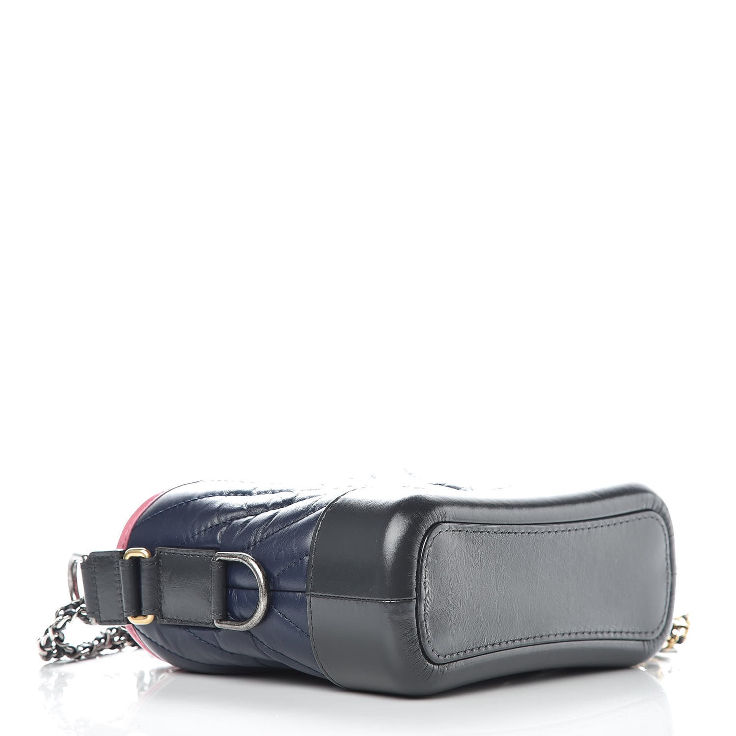 Aged Calfskin Chevron Quilted Small Gabrielle Hobo Dark Pink Navy