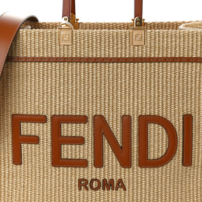 Fendi Straw Vitello King Plexiglass Woven Medium Fendi Sunshine Shopper Tote 9 of 11