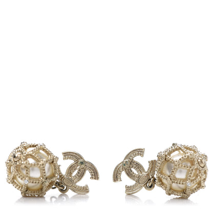 Chanel Pearl Caged CC Drop Earrings Gold 4 of 4