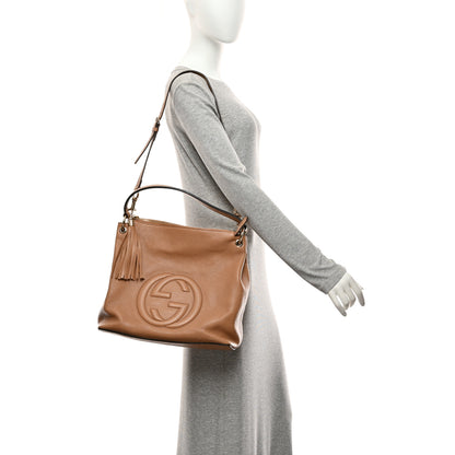 Gucci Pebbled Calfskin Large Soho Hobo Camelia 2 of 11