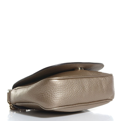 Gucci Metallic Pebbled Calfskin Small Soho Flap Crossbody Golden Beige 4 of 7