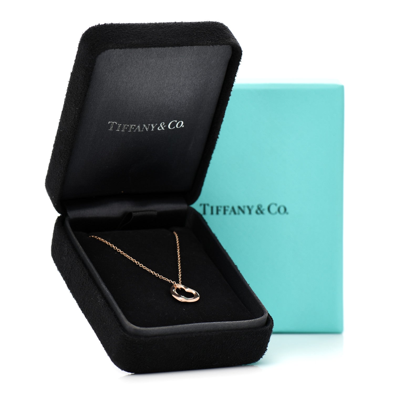 Tiffany 18K Rose Gold 11mm Elsa Peretti Open Heart Pendant Necklace 7 of 7