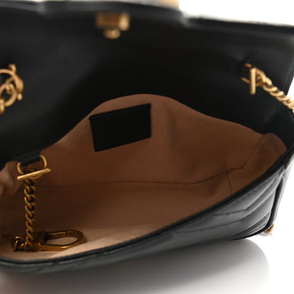 Gucci Calfskin Matelasse Super Mini GG Marmont Shoulder Bag Black 5 of 10