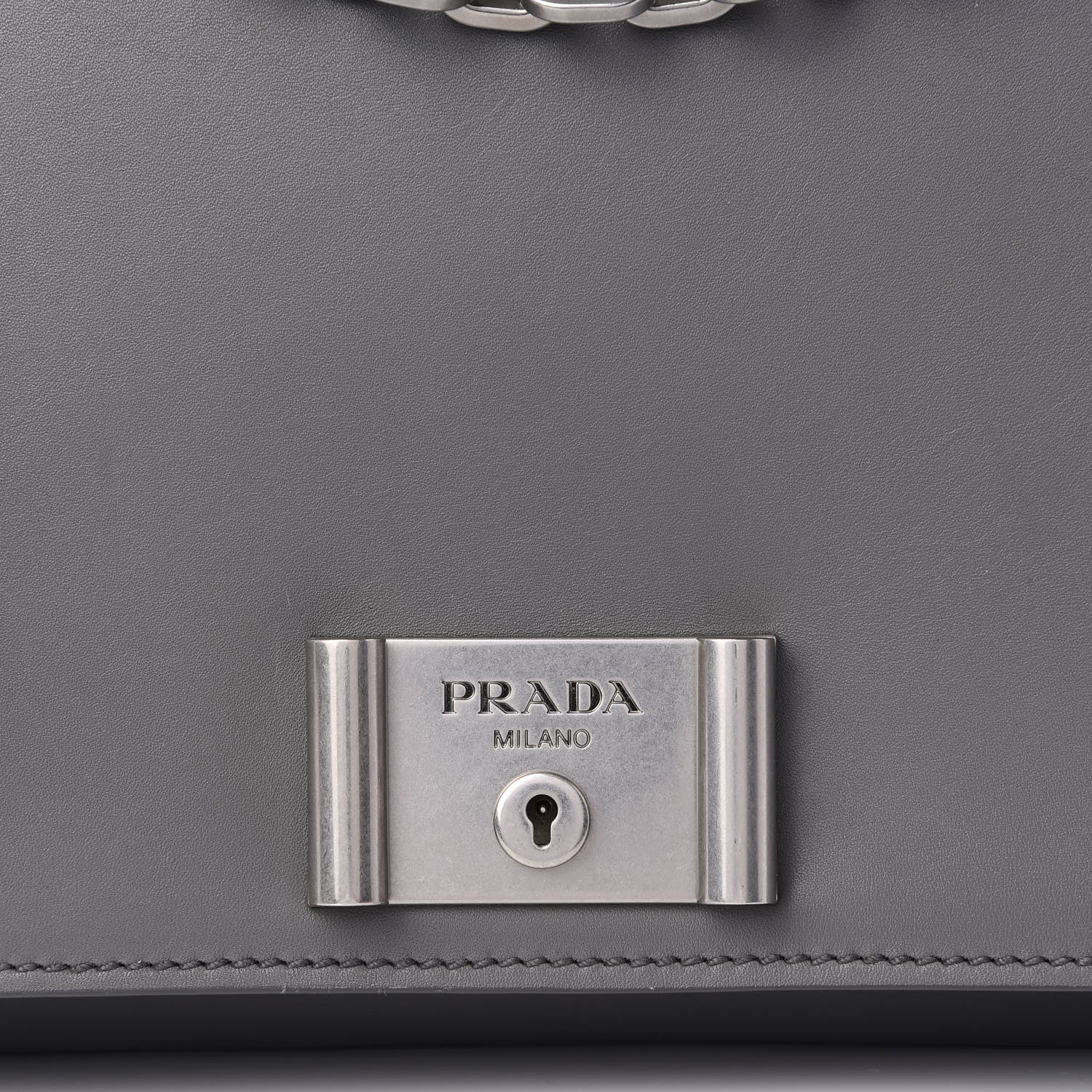Prada City Calf Metal Closure Shoulder Bag Marmo 8 of 8