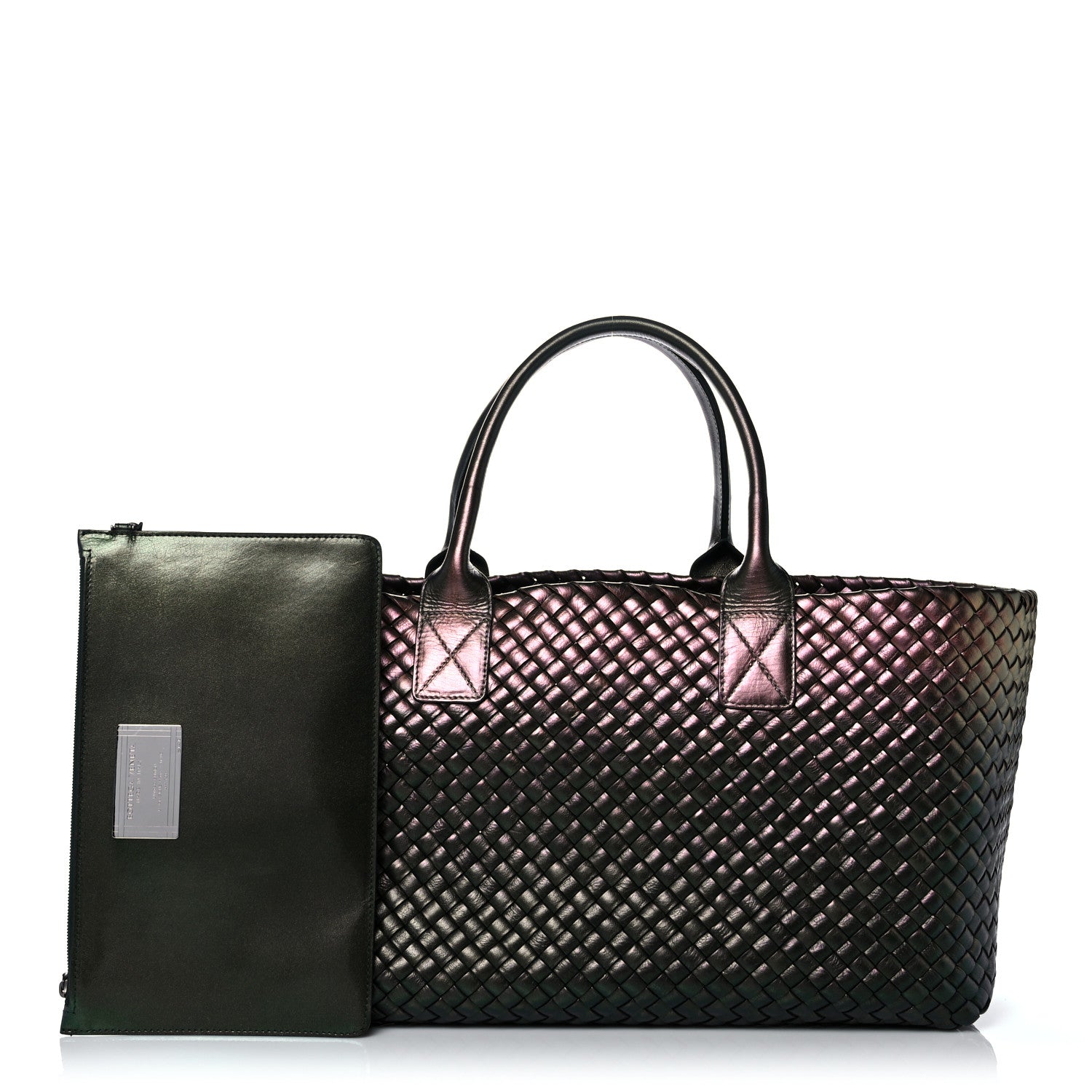 Bottega Veneta Iridescent Scarabee Intrecciato Medium Cabat 1 of 15