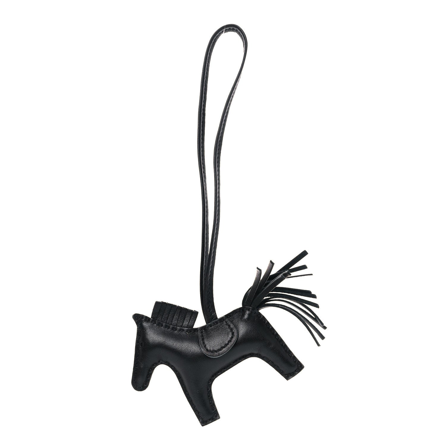 Hermes Milo Lambskin Grigri Rodeo Horse Bag Charm PM So Black 1 of 4