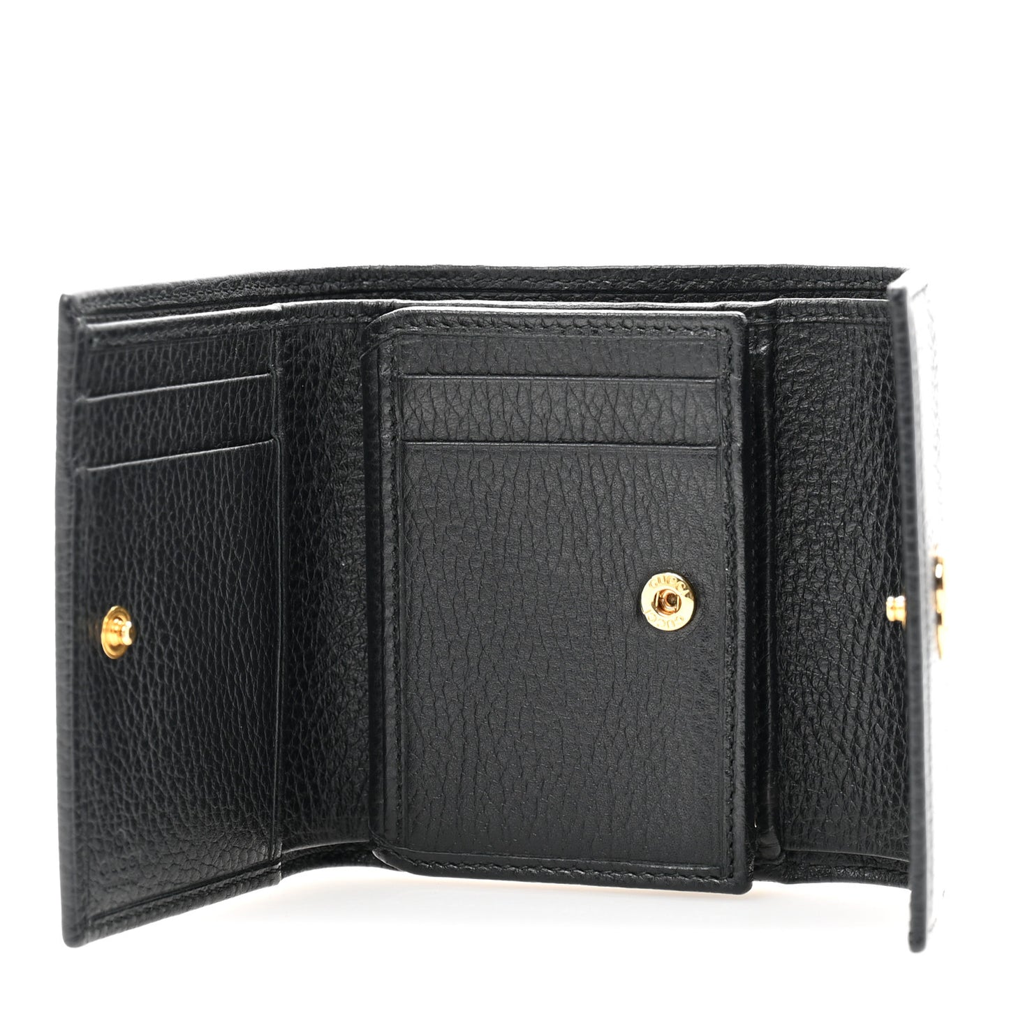 Dollar Calfskin GG Marmont Tri-Fold Wallet Black