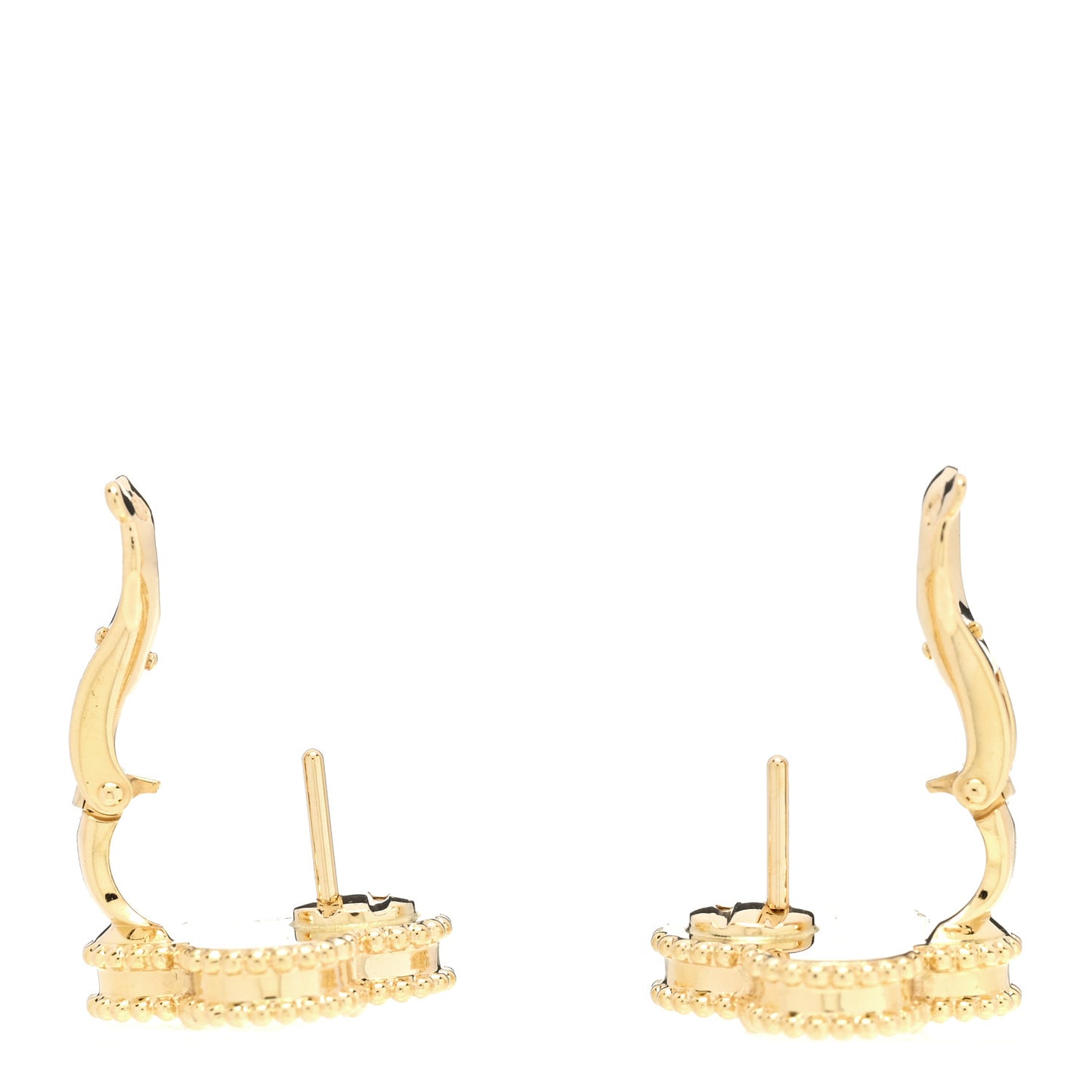 18K Yellow Gold Guilloche Vintage Alhambra Earrings
