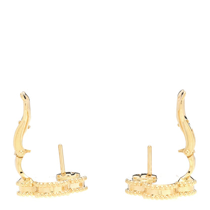 Van Cleef & Arpels 18K Yellow Gold Guilloche Vintage Alhambra Earrings 3 of 5