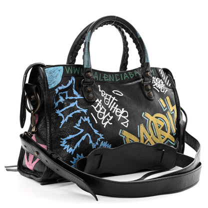 Balenciaga Agneau Graffiti All Over Classic Hardware S City Black Multicolor 3 of 12
