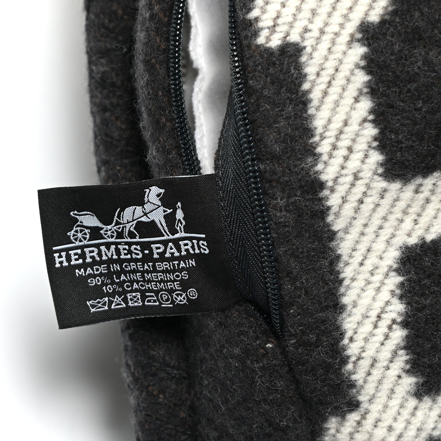 Hermes Wool Cashmere Avalon Pillow PM Ecru Gris Fonce 3 of 3