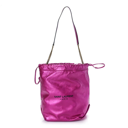 Saint Laurent Lambskin Teddy Drawstring Bag Fuchsia 1 of 13