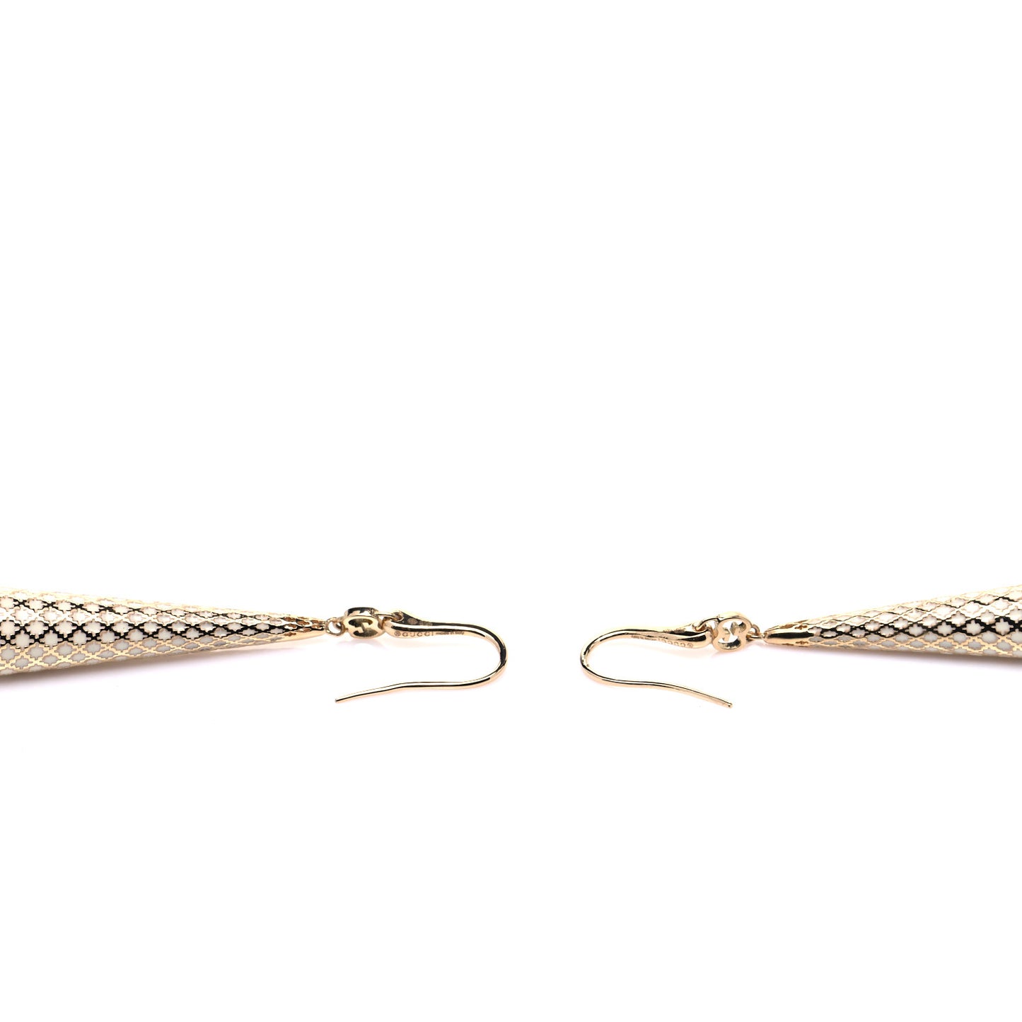 18K Yellow Gold Enamel Diamantissima Drop Earrings White