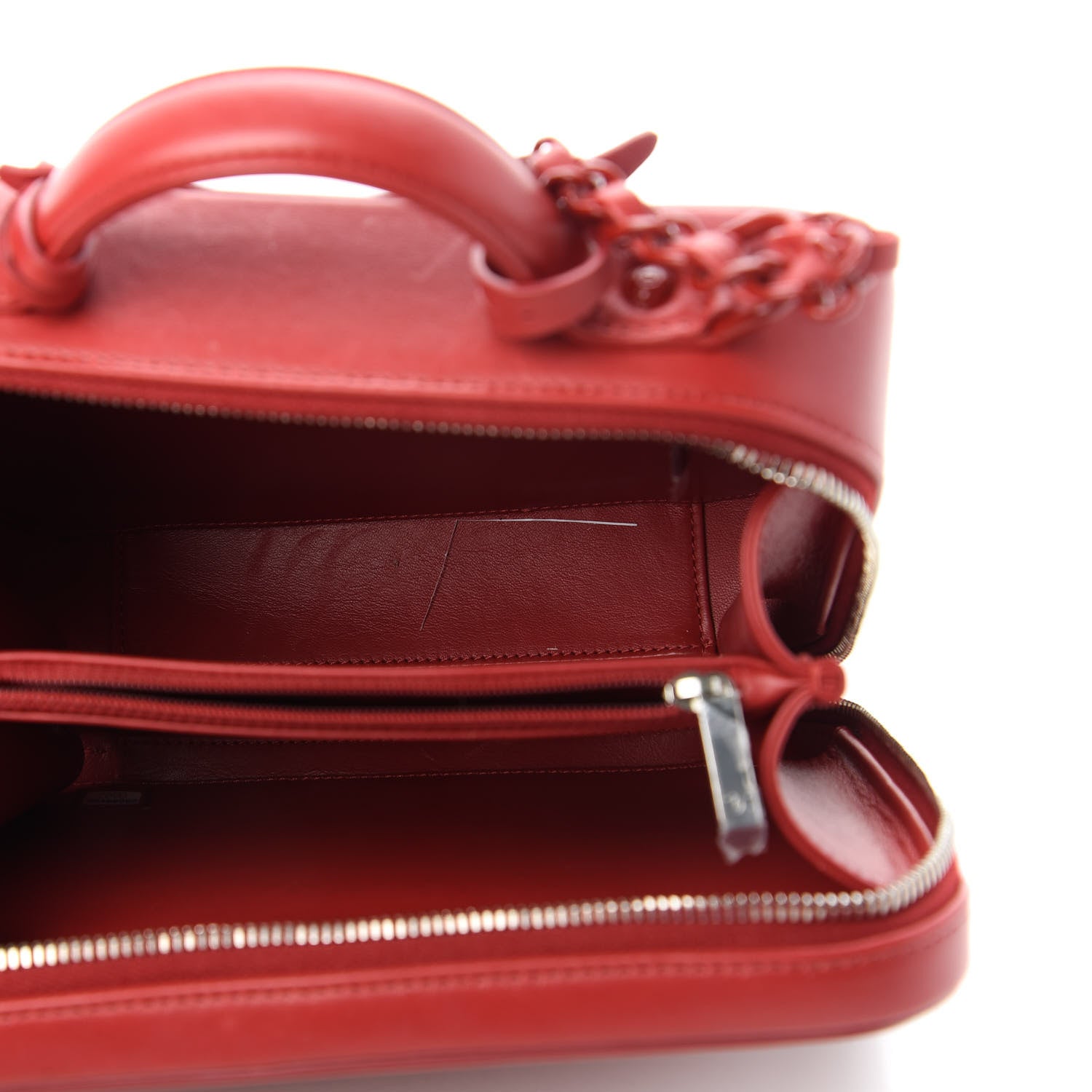Chanel Calfskin Quilted Medium CC Filigree Vanity Case Red 5 of 10