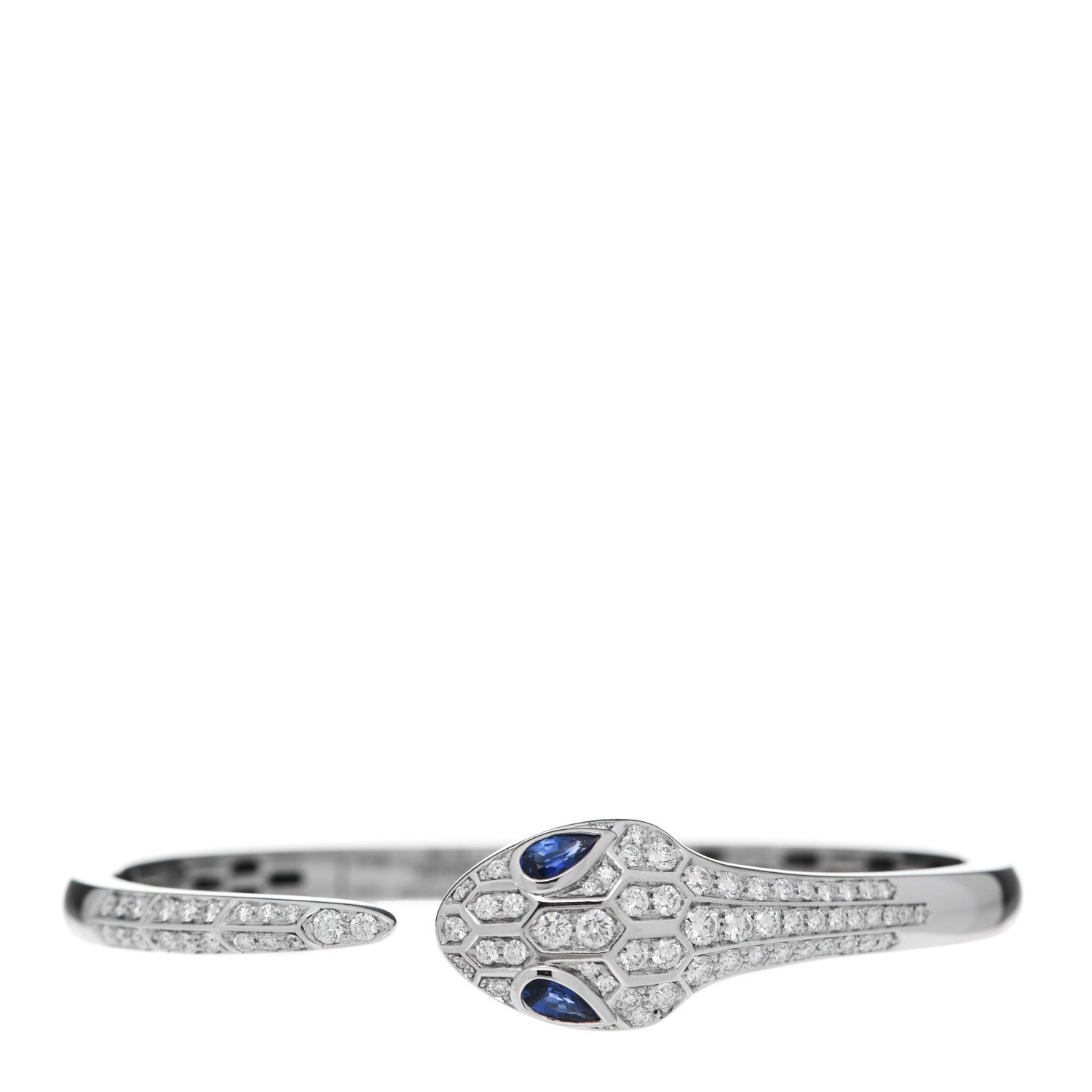 Bulgari 18K White Gold Diamond Blue Sapphire Serpent Bracelet S 1 of 10