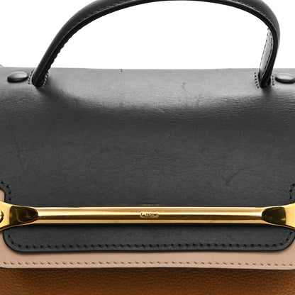 Chloe Calfskin Medium Clare Top Handle Bag Tan Black 11 of 21