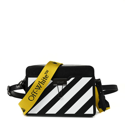 Off-White Saffiano Striped Diag Binder Belt Bag Black White 1 of 8