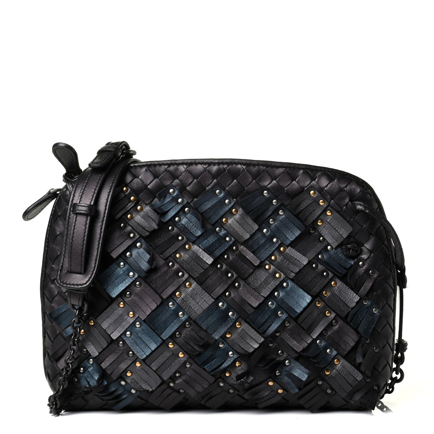 Nappa Intrecciato Fringe Studded Nodini Crossbody Messenger Multicolor