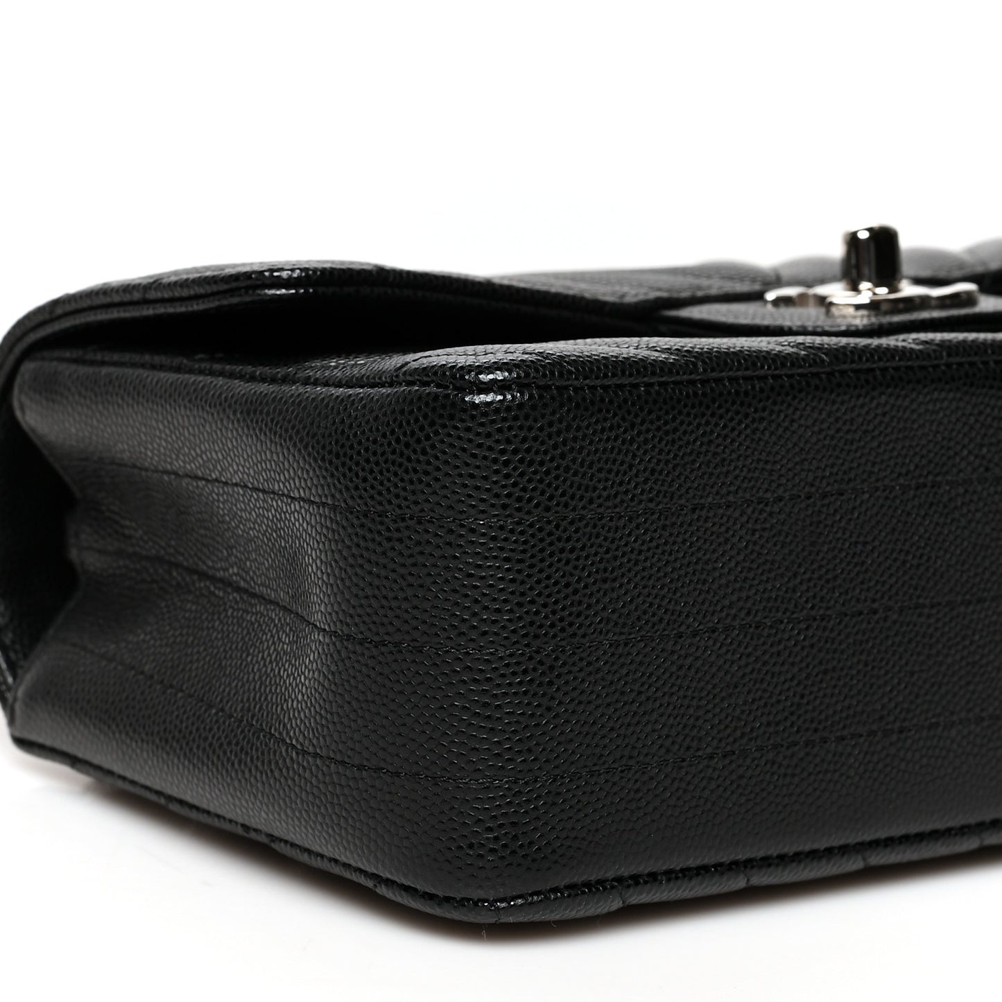 Caviar Chevron Quilted Mini Rectangular Flap Black