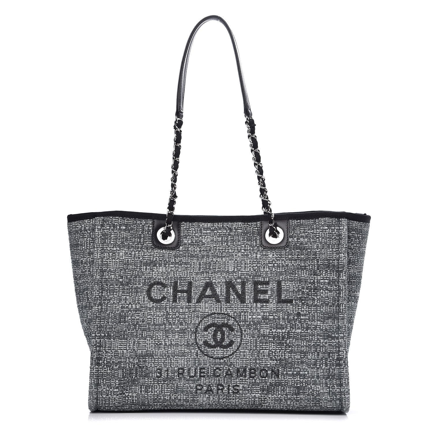 Chanel Canvas Small Deauville Tote Charcoal 1 of 8