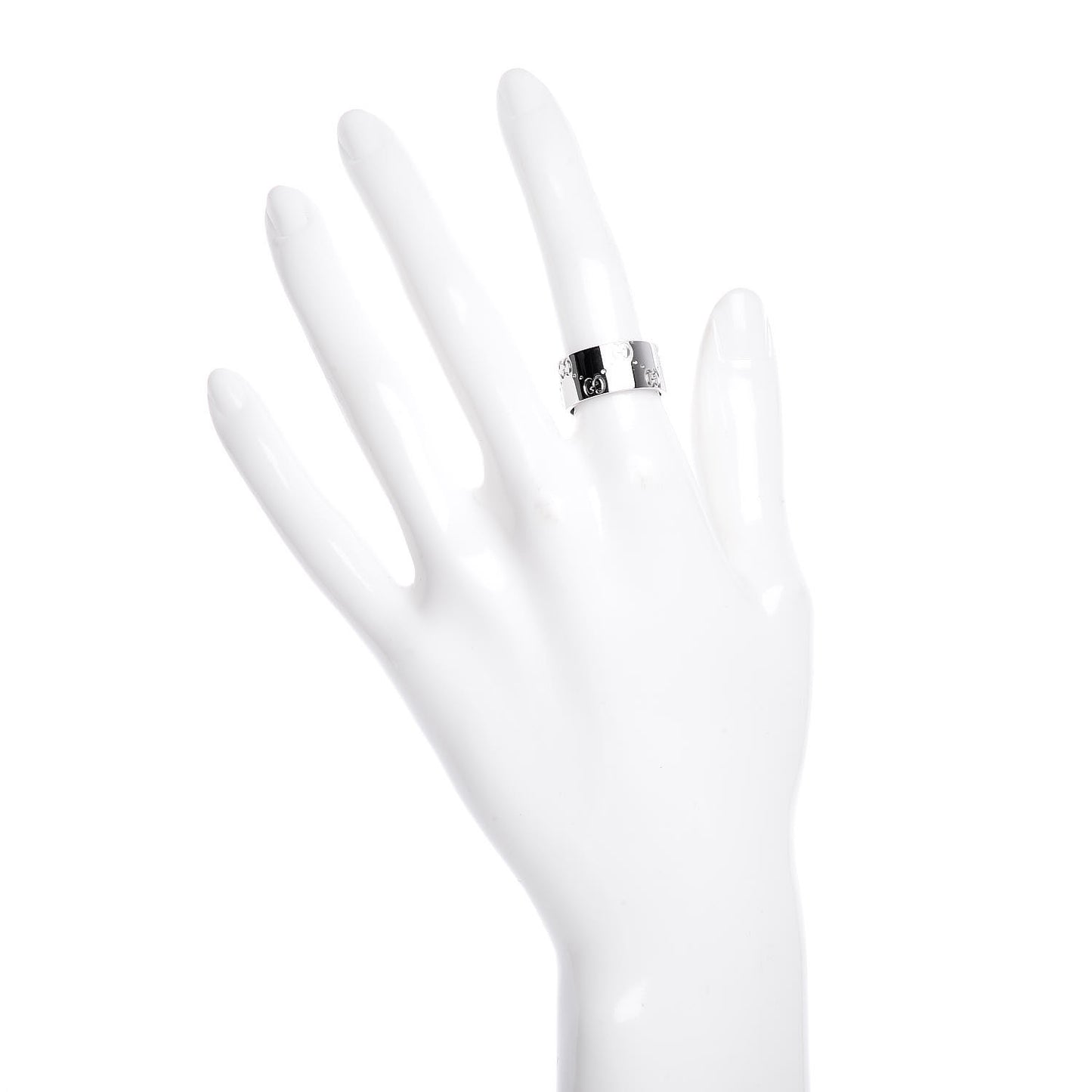 18K White Gold 9mm Icon Band Ring 52 6