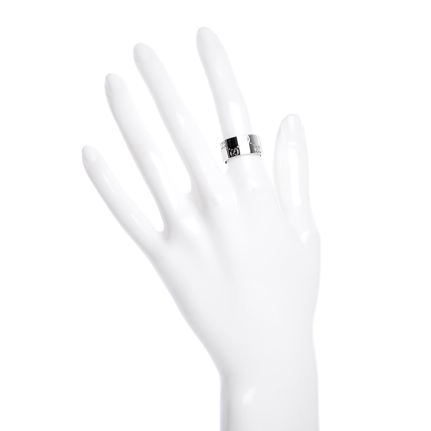 Gucci 18K White Gold 9mm Icon Band Ring 52 6 2 of 6