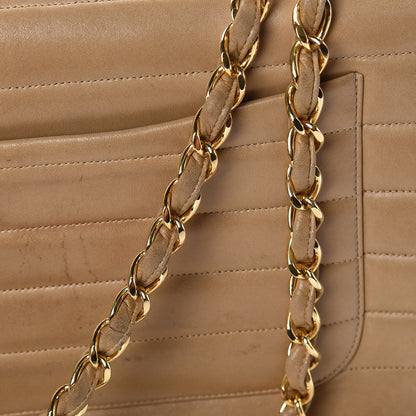 Chanel Lambskin Horizontal Quilt Jumbo Single Flap Beige 16 of 19
