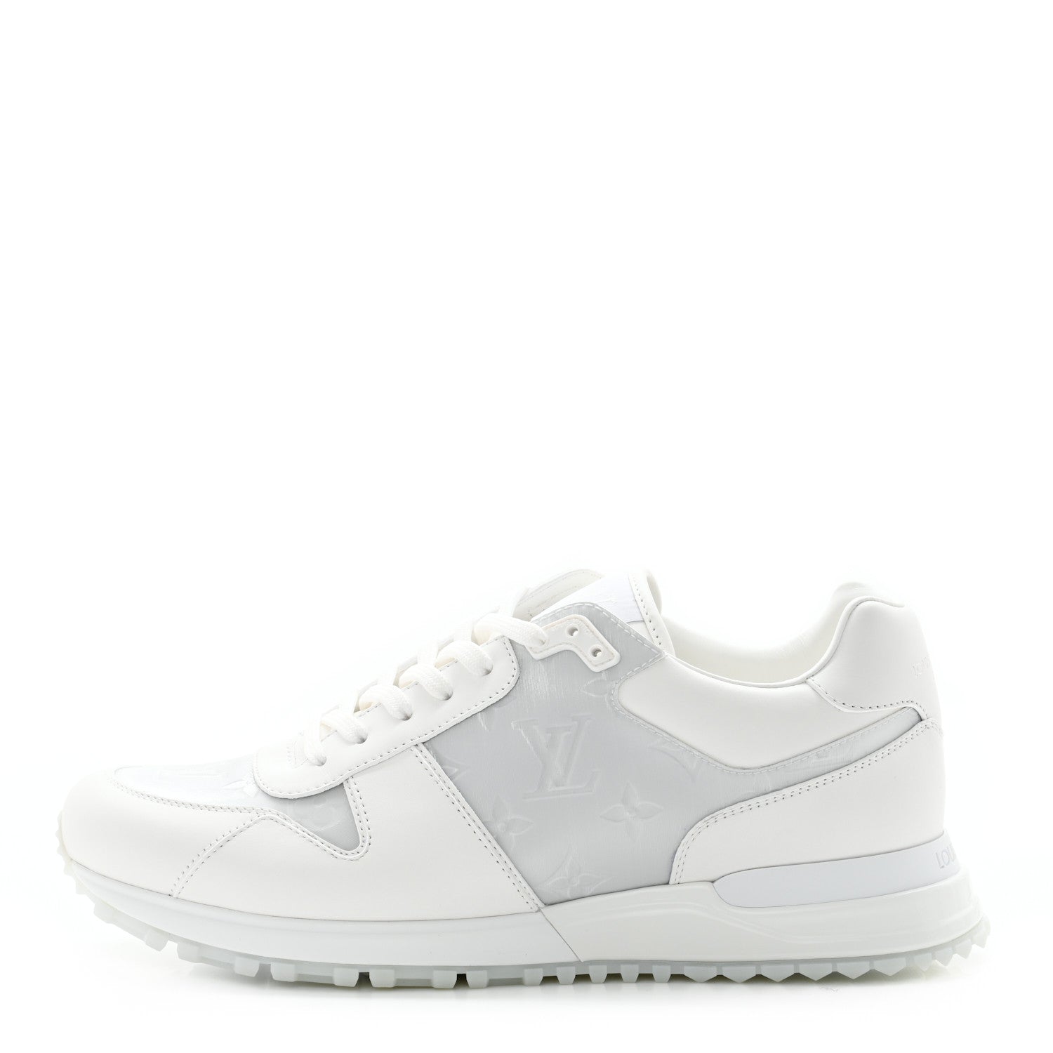 Louis Vuitton Iridescent Textile Monogram Calfskin Mens Run Away Sneakers 7 White 1 of 12