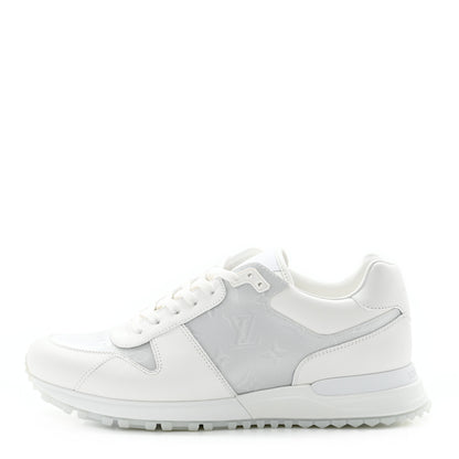 Louis Vuitton Iridescent Textile Monogram Calfskin Mens Run Away Sneakers 7 White 1 of 12