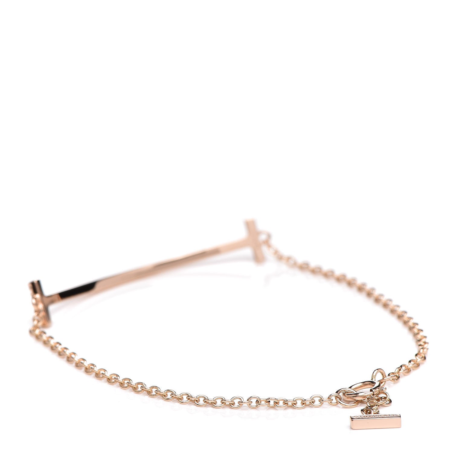 Tiffany 18K Rose Gold Diamond T Smile Bracelet 3 of 5
