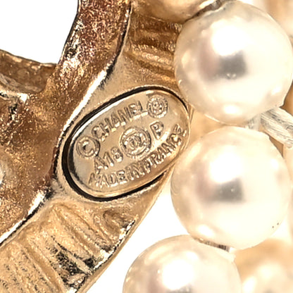 Chanel Pearl Crystal Camellia CC Brooch Gold White 4 of 4