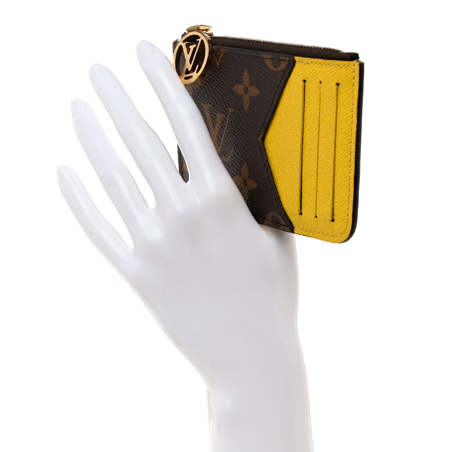 Monogram Zipped Romy Card Holder Yellow