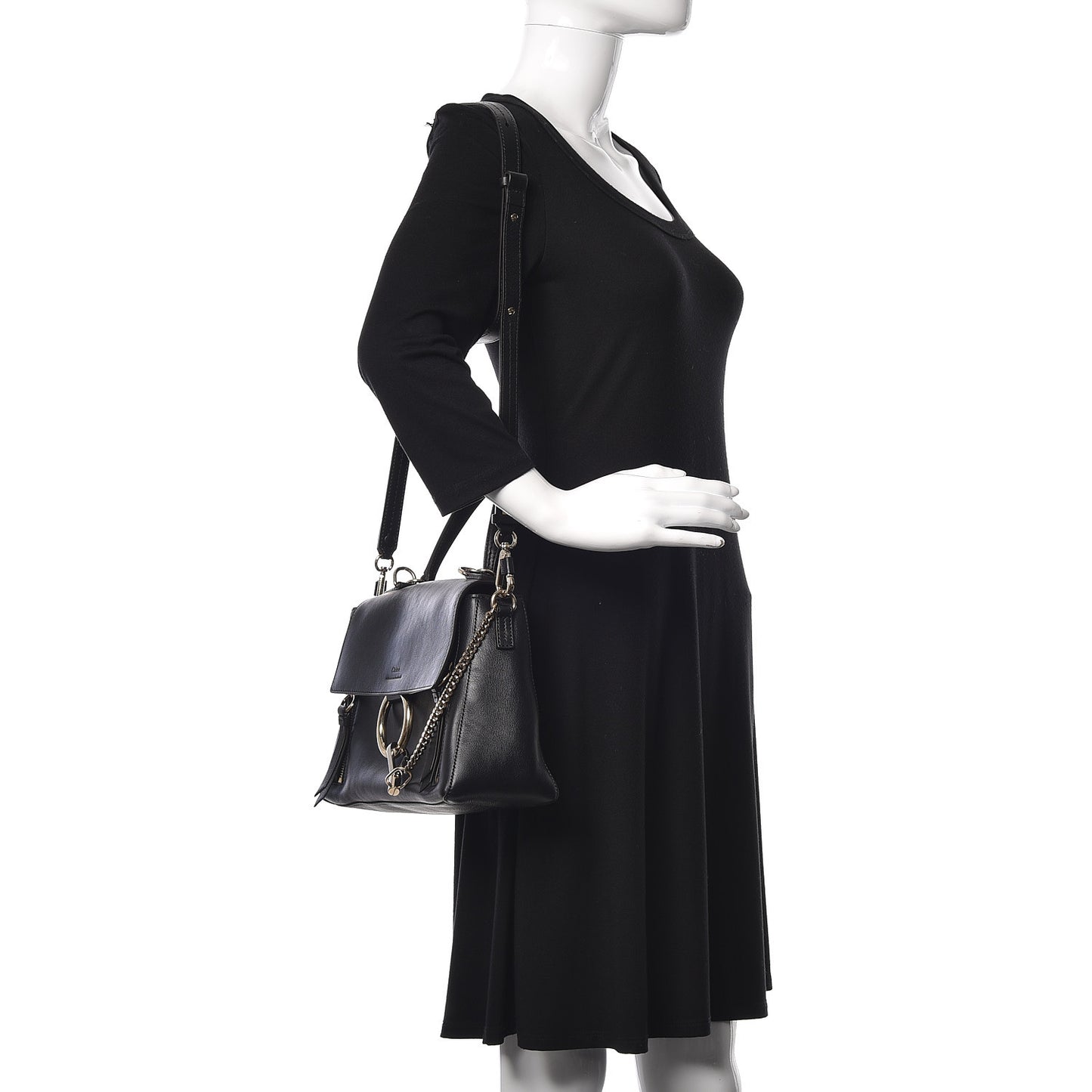 Calfskin Small Faye Day Shoulder Bag Black