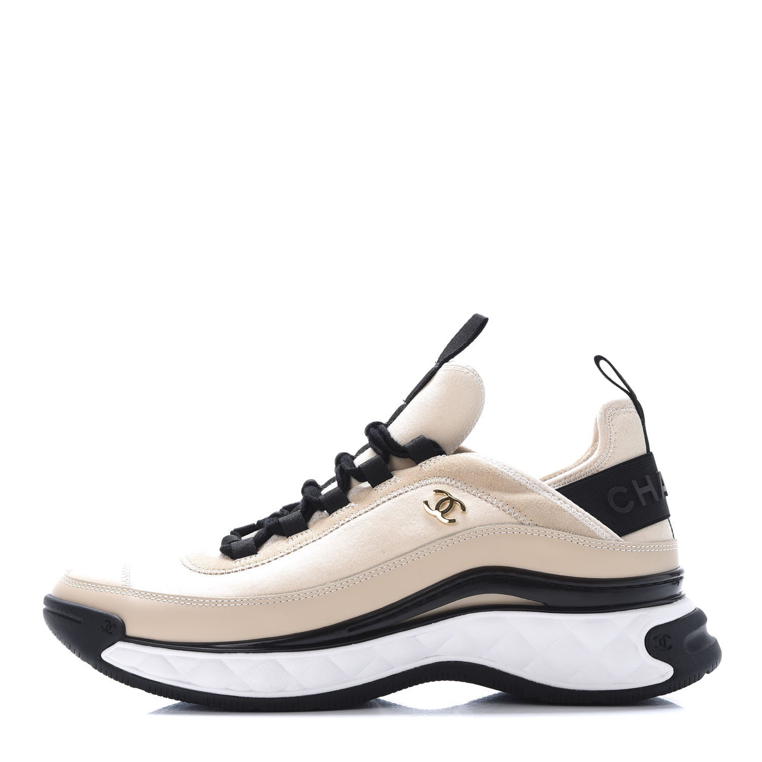 Chanel Fabric Calfskin Suede CC Sneakers 41 Beige 1 of 10