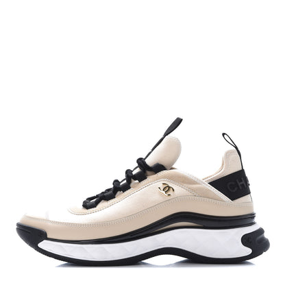 Chanel Fabric Calfskin Suede CC Sneakers 41 Beige 1 of 10