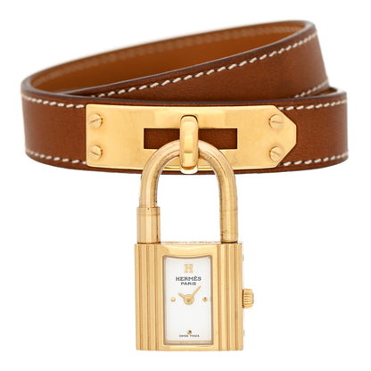 Hermes Stainless Steel Barenia 20mm Kelly Cadena Double Tour Quartz Watch Fauve 1 of 4