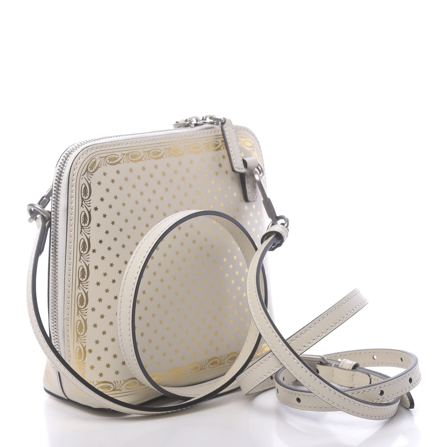 Gucci X SEGA Calfskin GUCCY Stars Mini Dome Shoulder Bag Mystic White Gold 3 of 10