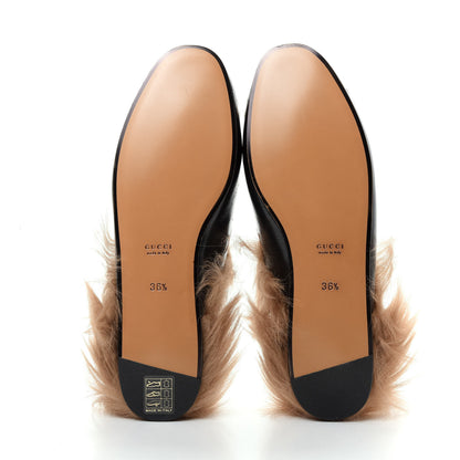 Gucci Goatskin Fur Bee Star Embroidered Womens Princetown Slippers 36.5 Black 6 of 10