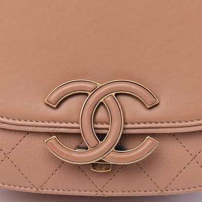 Chanel Shiny Calfskin Goatskin Quilted Small Coco Curve Messenger Flap Beige 10 of 16