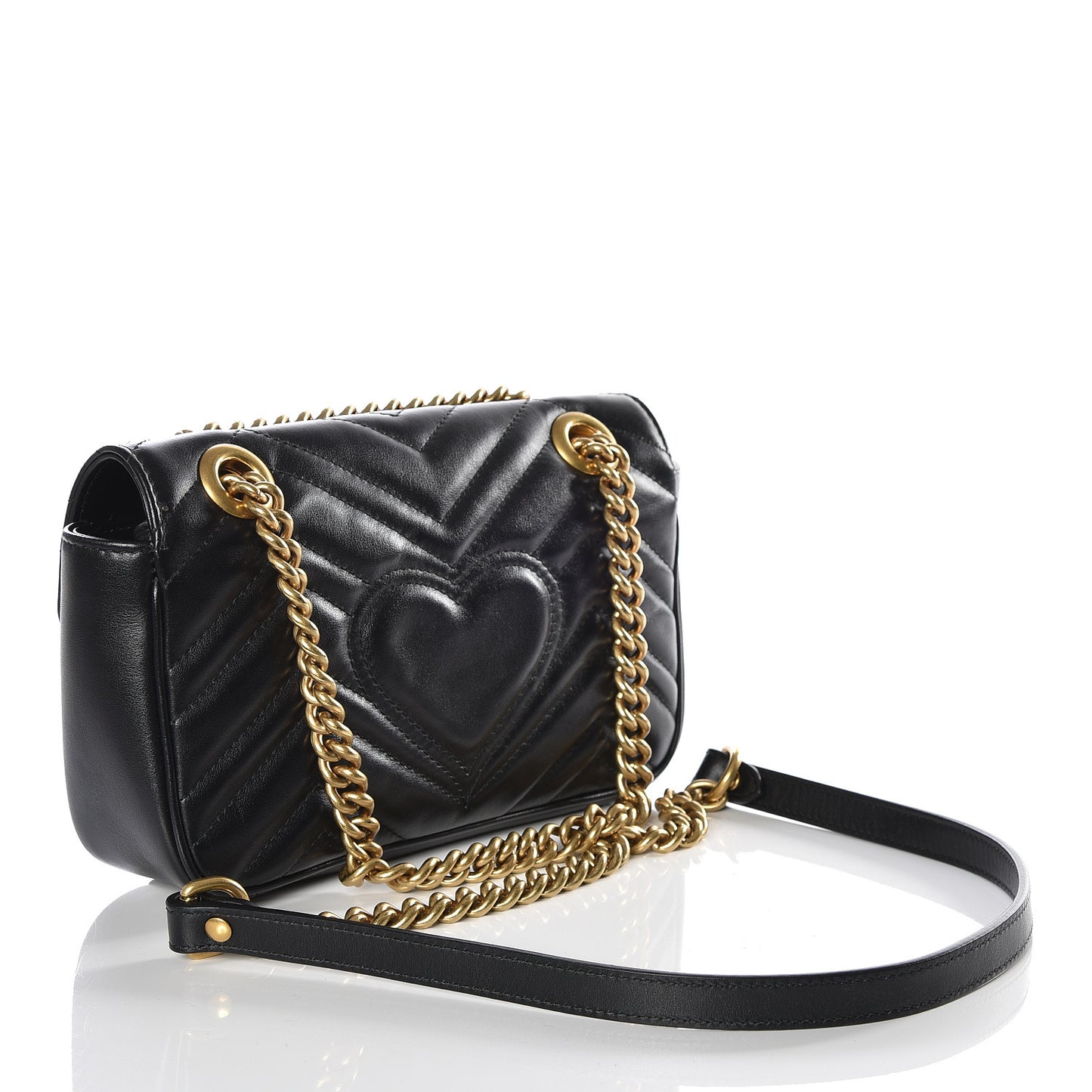 Calfskin Matelasse Mini GG Marmont Shoulder Bag Black