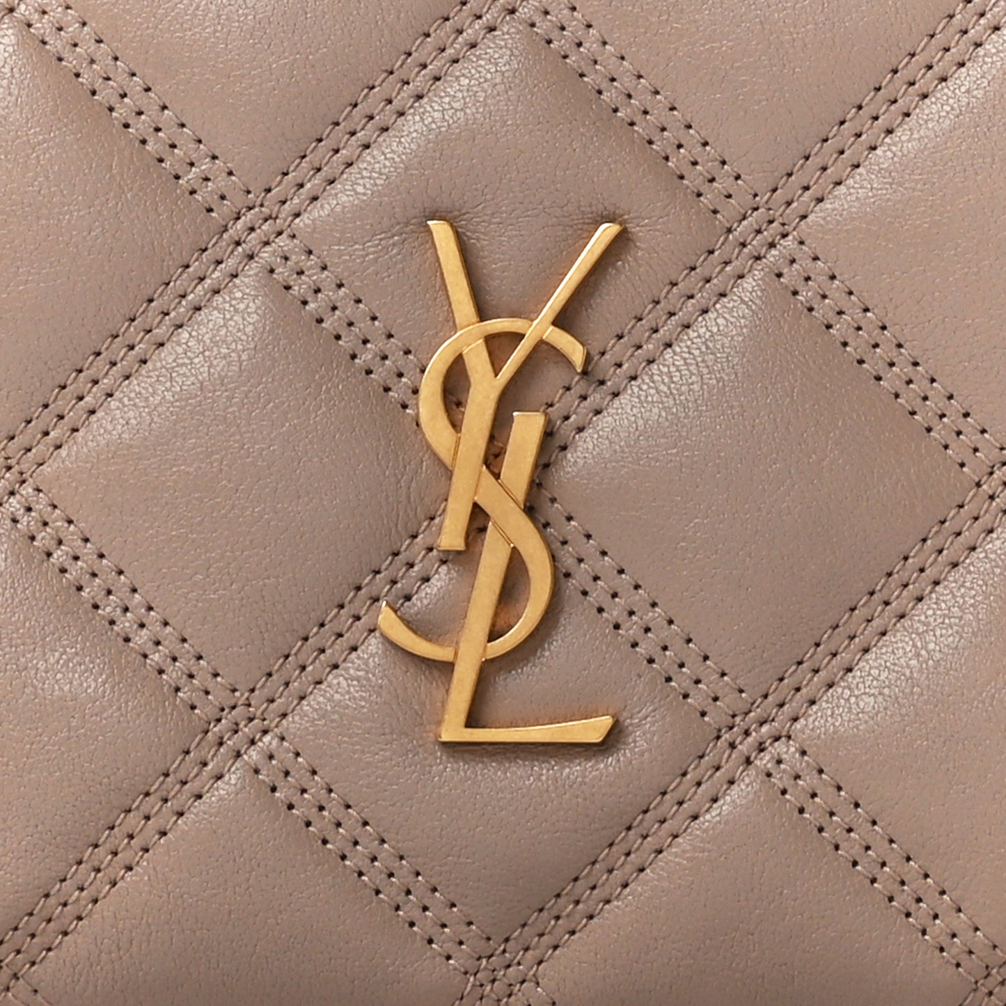 Grained Lambskin Quilted Mini Becky Double Zip Bag Dark Beige