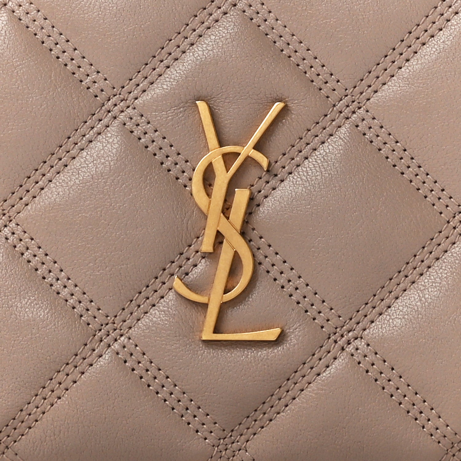 Saint Laurent Grained Lambskin Quilted Mini Becky Double Zip Bag Dark Beige 10 of 13