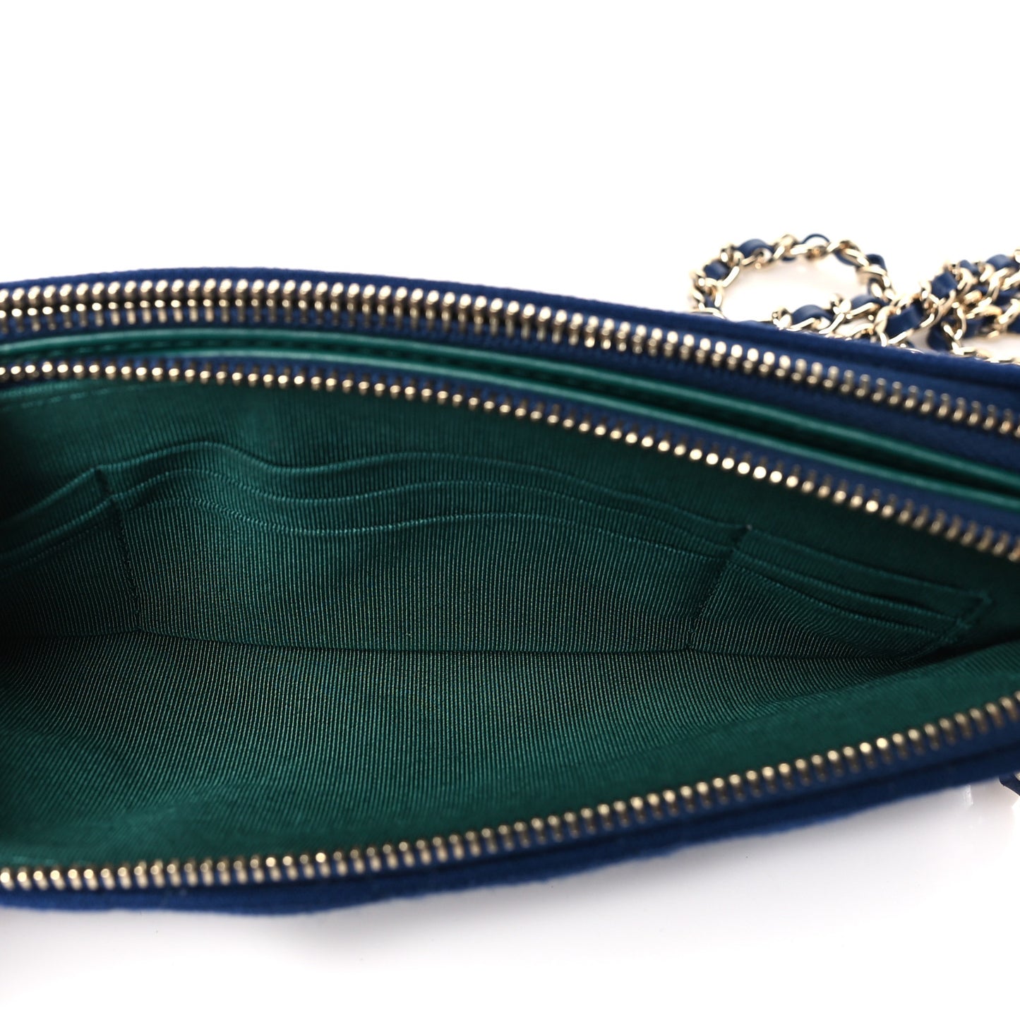 Jersey Quilted Small Clutch With Chain Navy