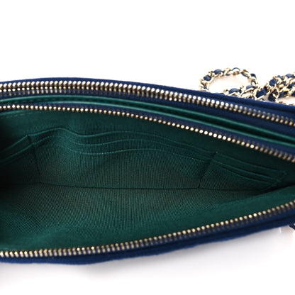 Chanel Jersey Quilted Small Clutch With Chain Navy 5 of 12