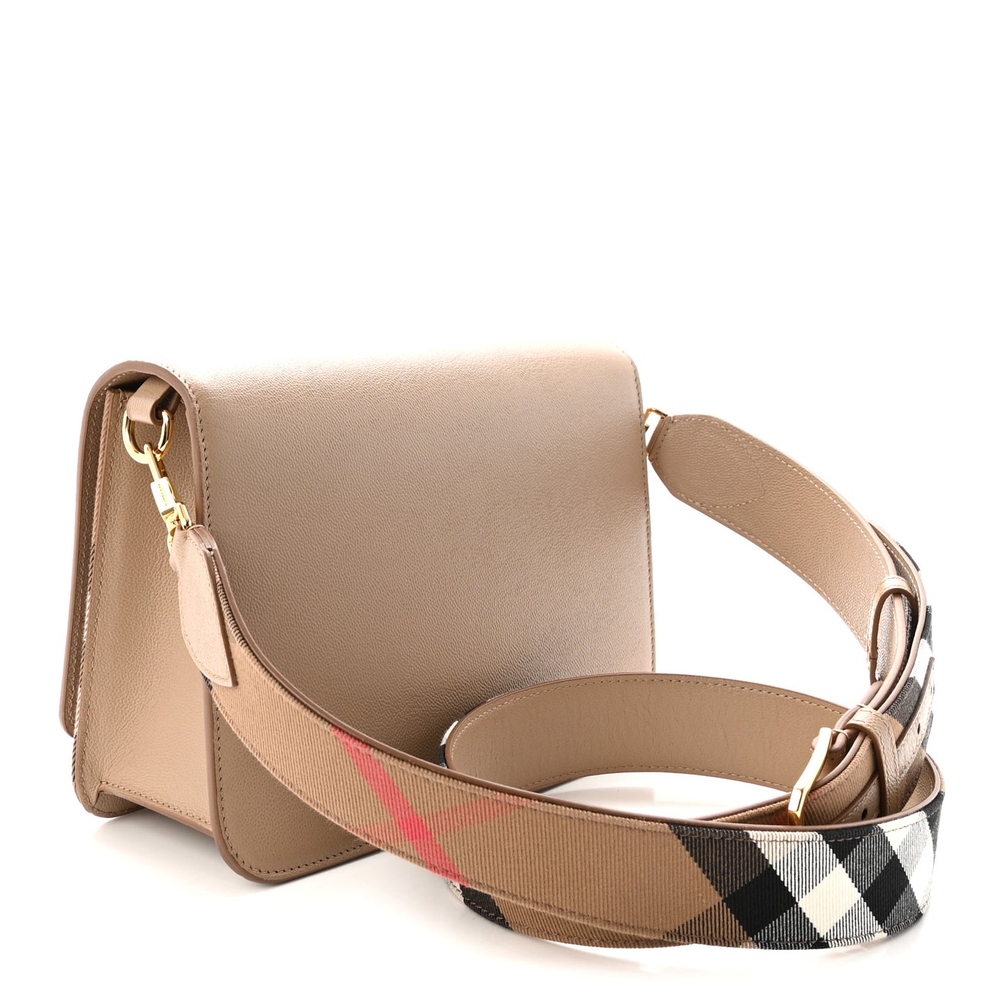 Derby Calfskin House Check Mackford Crossbody Bag Camel