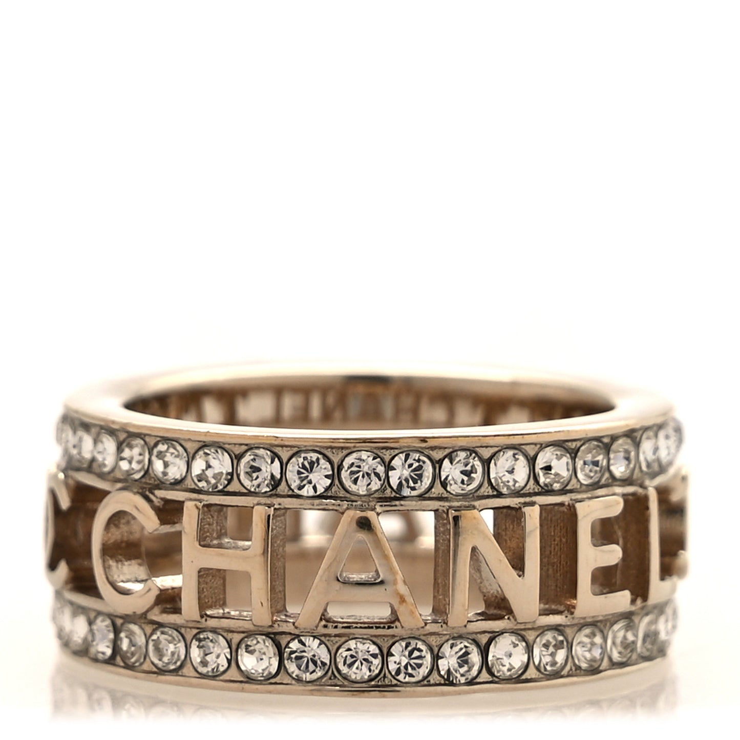 Metal Crystal Bow-tiful CC Logo Ring 53 6.5 Gold